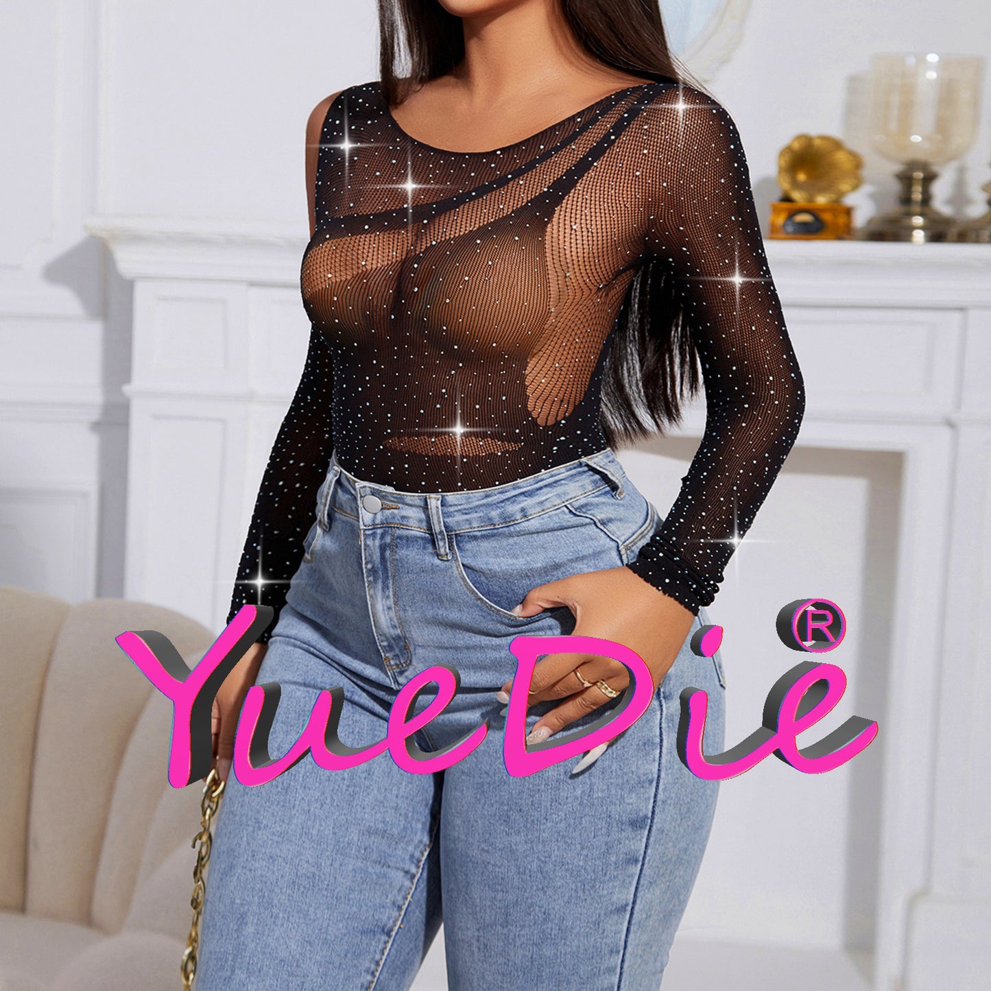 Yuedie Europe and the United States new spot underwear hollow hot diamond clothes temptation women's tight sexy onesie CYT701