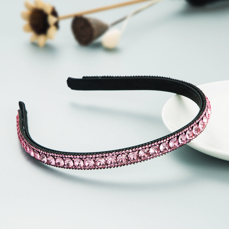 Heming headband, Korean version of the Internet celebrity fashionable, simple color rhinestone headband, European and American women's anti-slip face wash hairpin headwear