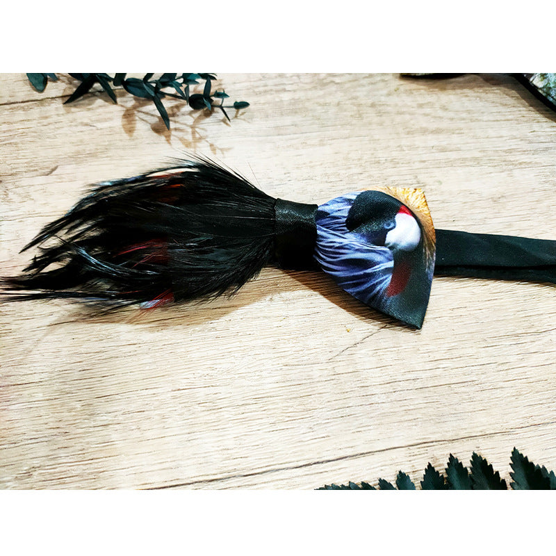 feather handmade bow tie men's best man groom wedding dress bow business collar flowers