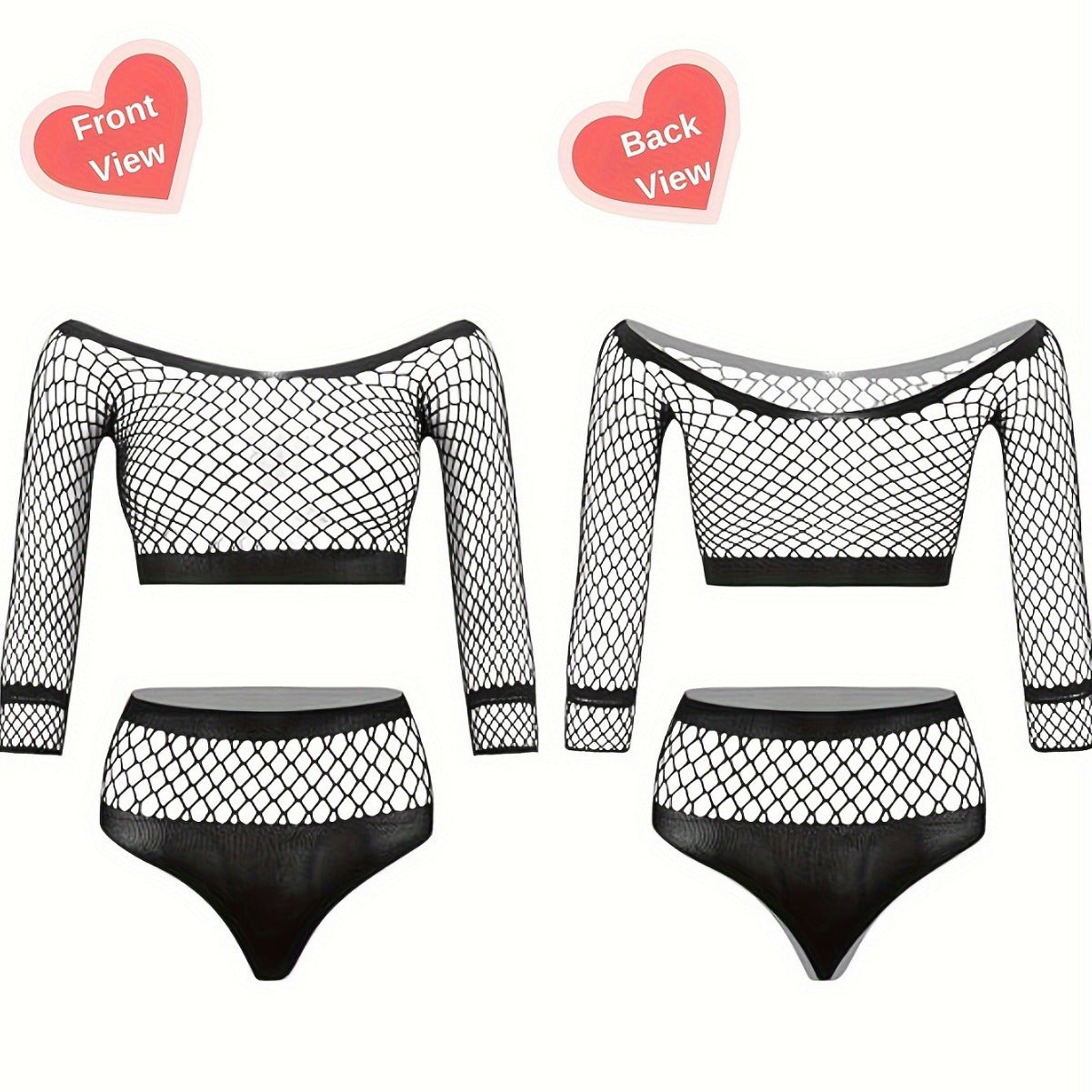Yue Die's new erotic lingerie set, mesh mesh hollow one-shoulder semi-permeable sexy fishnet two-piece set 9046