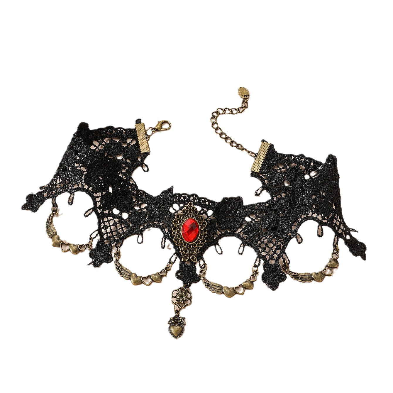 New European and American cross-border retro lace clavicle chain gothic antique women's personality jewelry alloy pendant necklace