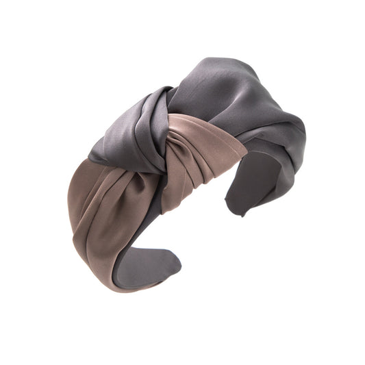 European and American new fashionable, simple, contrasting texture, satin headbands, women's versatile, wide-edged, high-quality hair accessories, cross-border supply