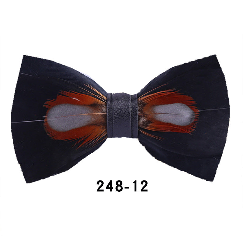 248 black feather man presided over the party, groom, groomsmen, children, flower girls, bow ties, and flower ties