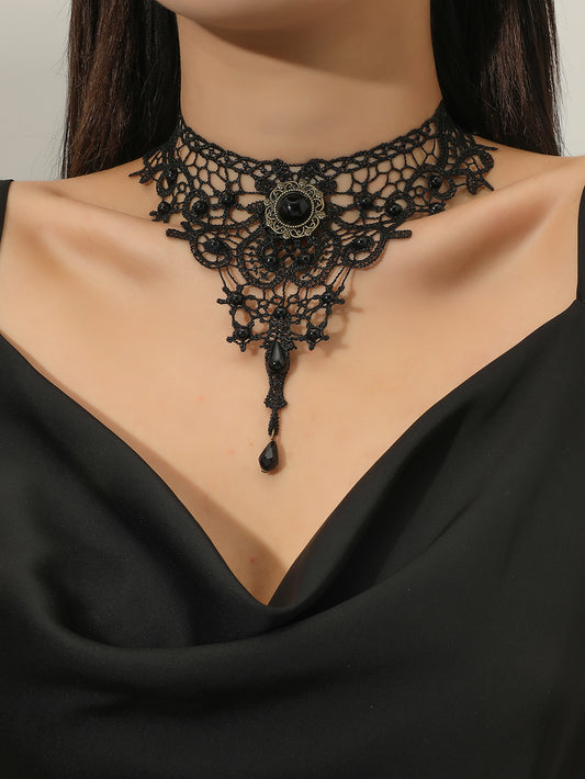 New cross-border lace women's necklace women's original simple exaggerated black clavicle chain fake collar ornament