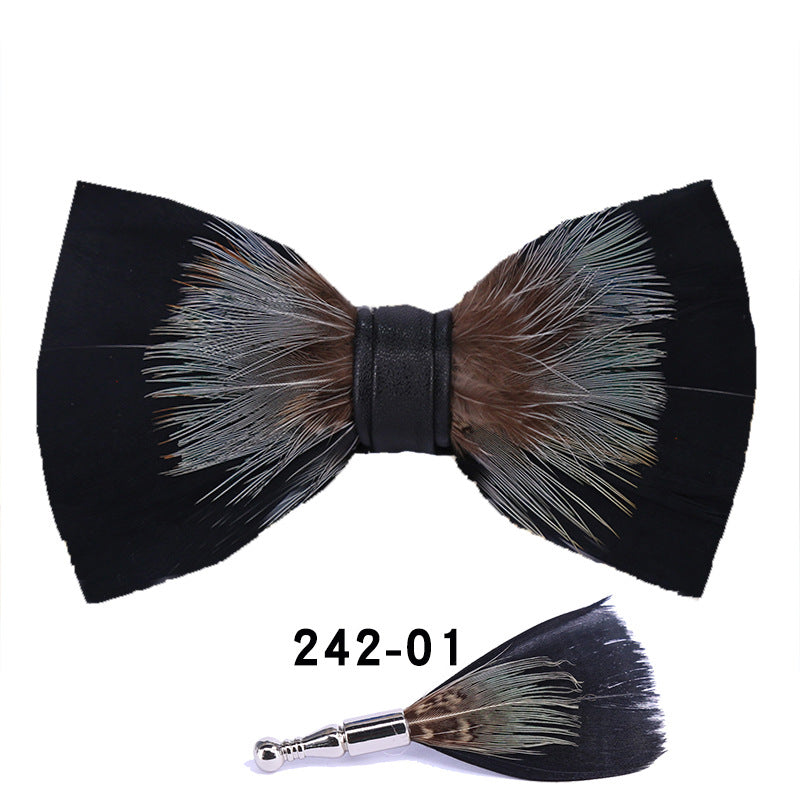 242 color feather wedding groom groomsman group pot butterfly wedding shirt business bow tie flower tie