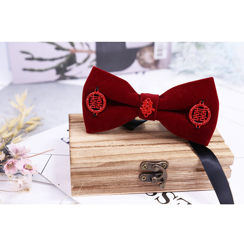 old shop groom wedding dress bow bow Korean version of business performance suit shirt bow tie