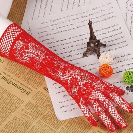 Yuedie European and American sexy lingerie Wumeiying ladies uniform temptation mesh jacquard ligature wedding gloves ST01