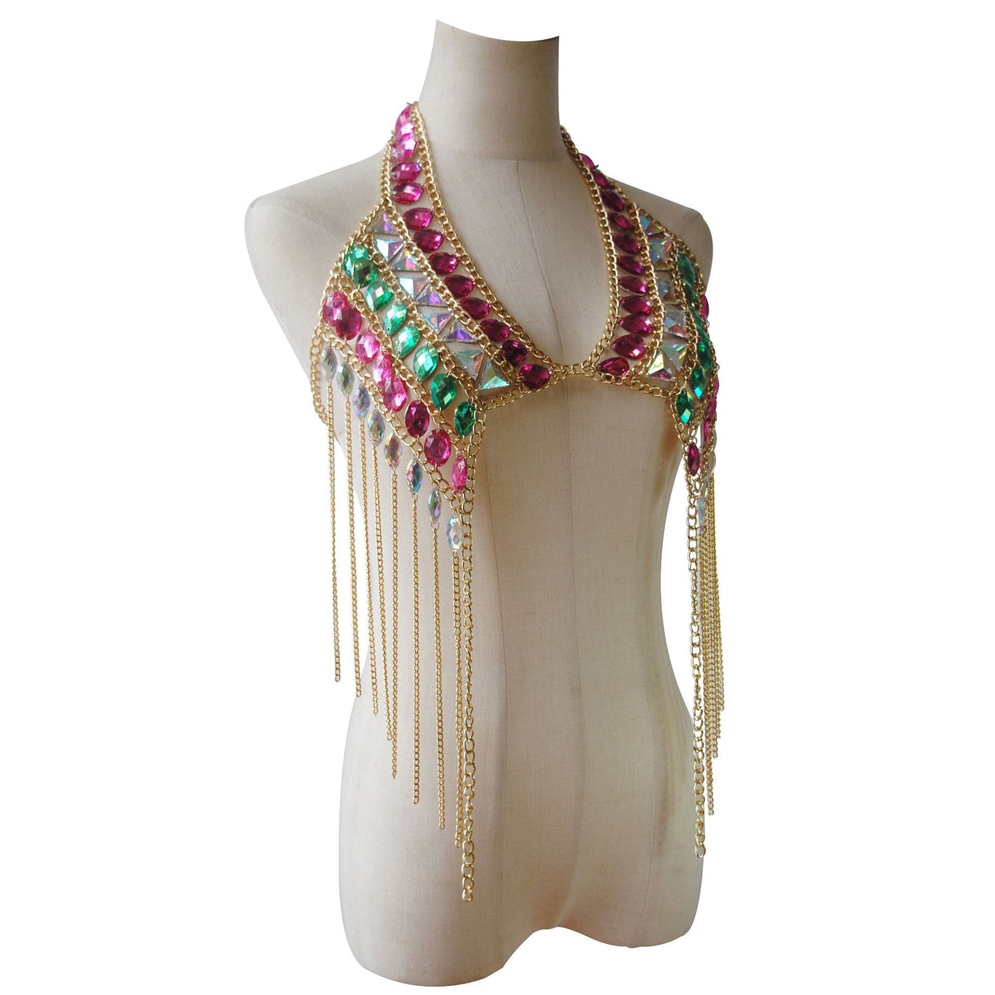 New European and American cross-border jewelry, punk, sexy chest chain, street photography, personality style, necklace, acrylic body chain