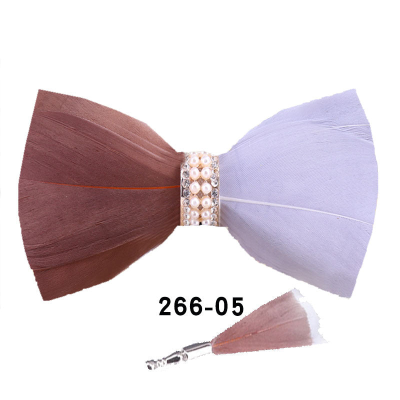 266 khaki feather male bow tie men and women wedding bow bow men's bow tie yellow white collar flower tie