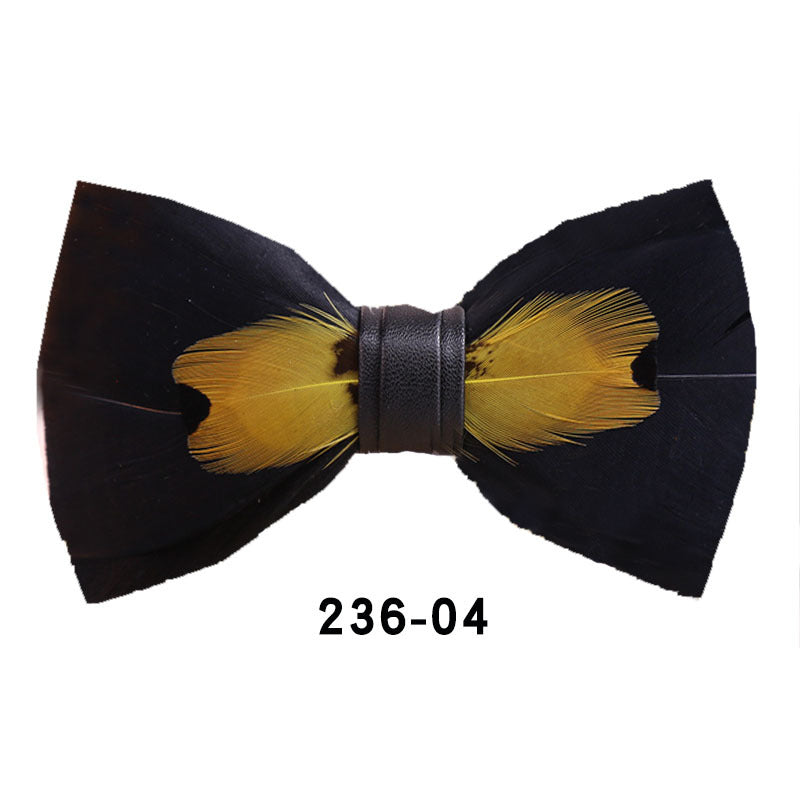 236 Black Feather Wedding Groom Groomsmen Group Men's Wedding Pot Butterfly Wedding Bow Tie Flowers