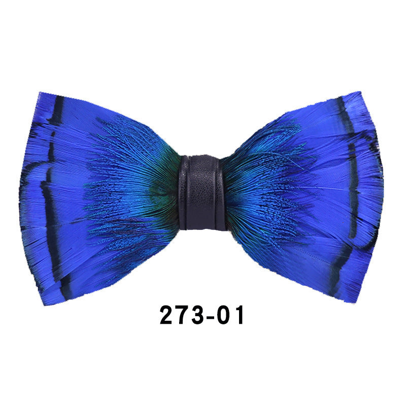 273 peacock blue feather man presided over the party, groom, groomsmen, butterflies, wedding bow tie spot