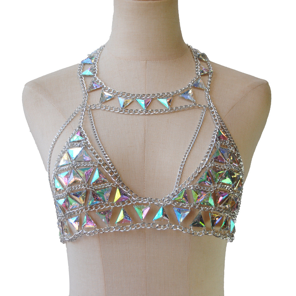 New European and American cross-border summer fashion sexy acrylic alloy tassel tide cool chest ornament set body chain