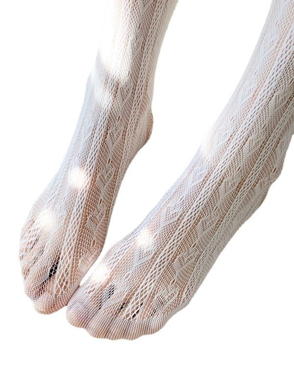 Japanese Lolita lolita socks women's jk calf ladies ring lace stockings summer thin section hollow net middle tube net