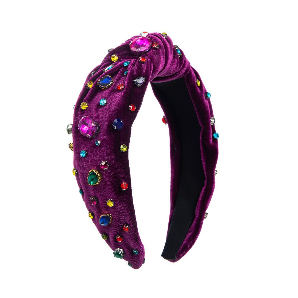 And Ming headbands European and American fashion new cloth full of drill hoops Baroque inlaid with colored diamonds knotted pressed hair accessories wholesale