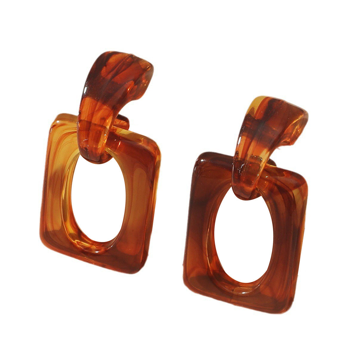 The new European and American hot selling retro temperament C-shaped amber niche high-end acrylic resin versatile earrings