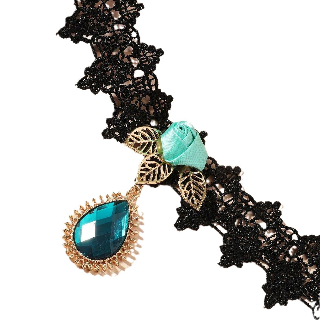Fashion cross-border hot sale European and American new vintage flowers, personalized lace necklaces, fashionable drop shape necklaces