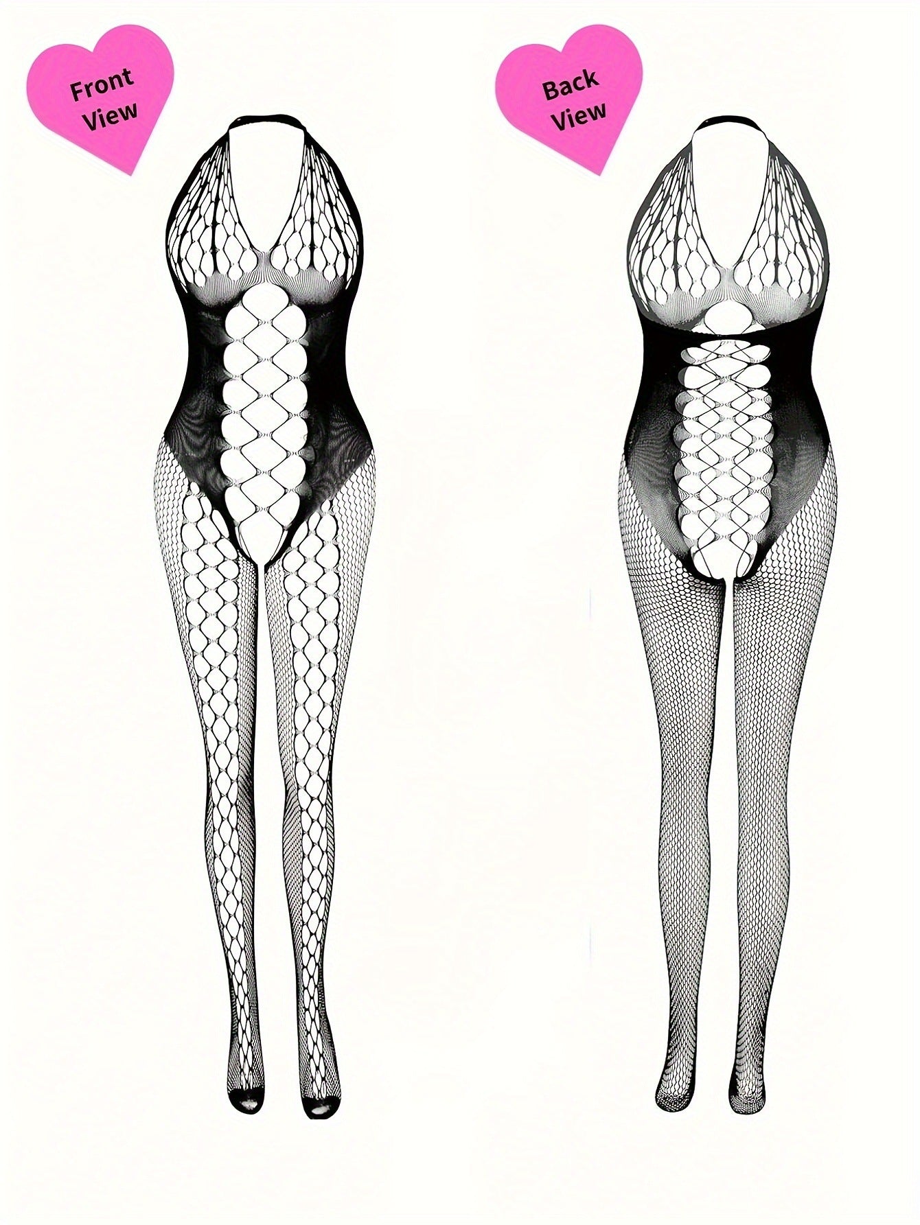 Yue Butterfly Erotic Sexy Lingerie New Sheer Hollow Halterneck Bare Back Deep V Open Sexy Jumpie Stockings 8961