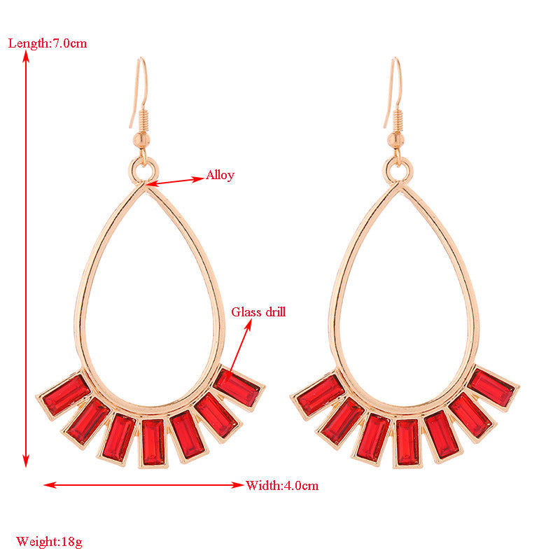 European and American foreign trade jewelry, new earrings, fashion, light luxury, fan-shaped diamond earrings, girlish temperament, high-quality earrings