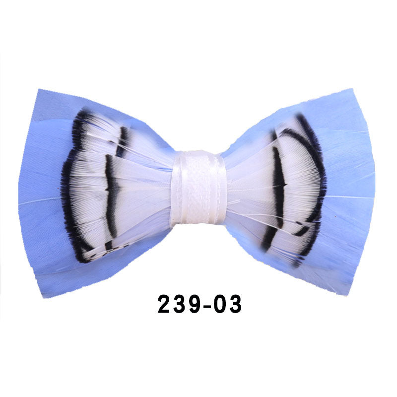 239 khaki gray feather men's bow tie men's wedding bow tie men's bow tie pink collar flower tie