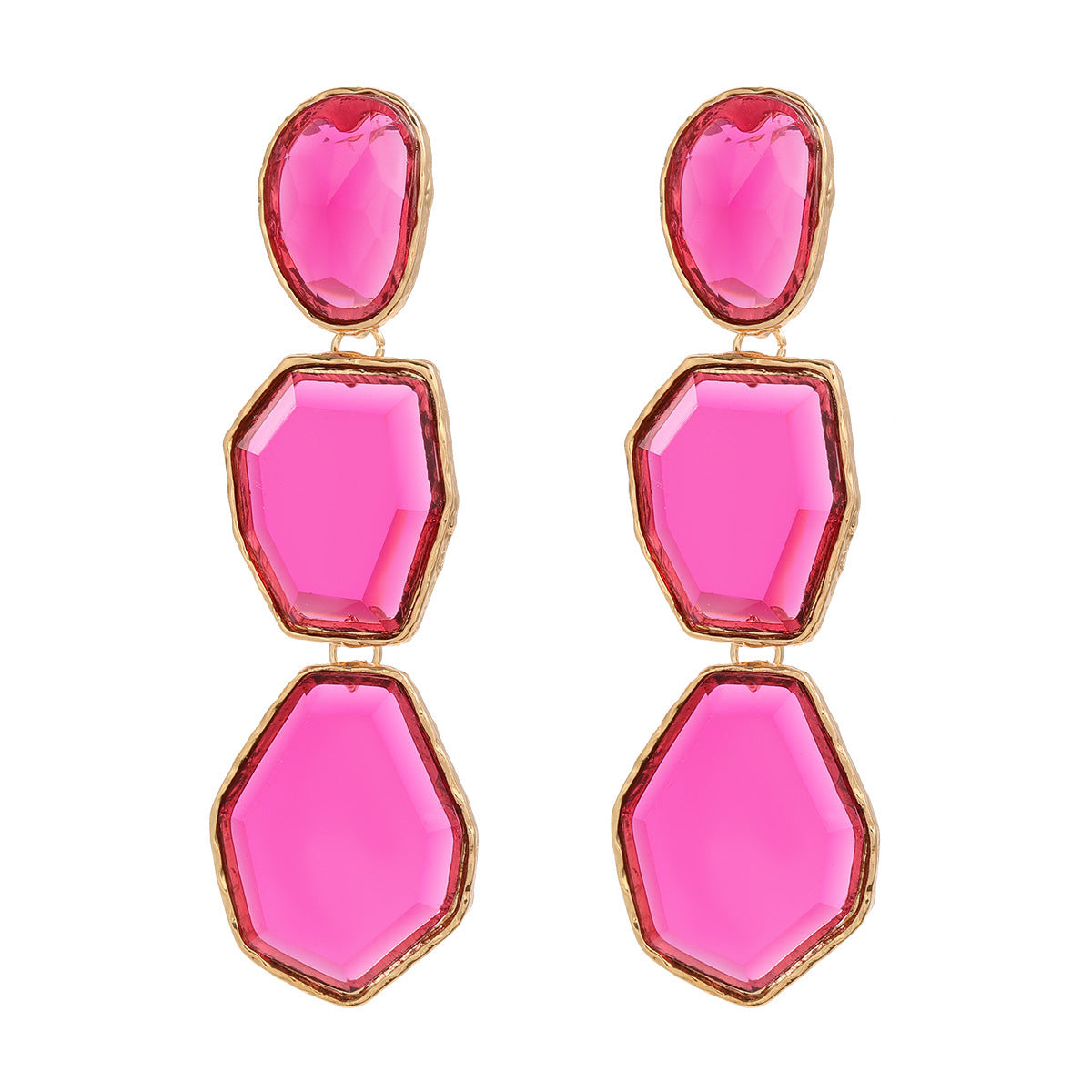 Fashion trend new alloy transparent resin earrings women's long multi-layer irregular geometric earrings wholesale