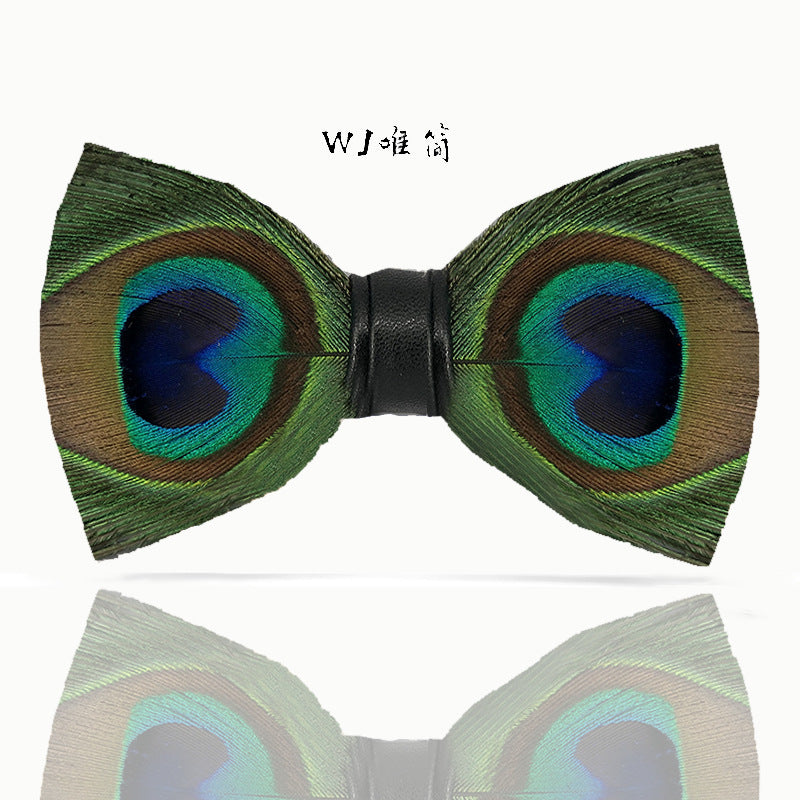 289 male bow tie peacock big eyes blue feather wedding groom male wedding best man bow in stock