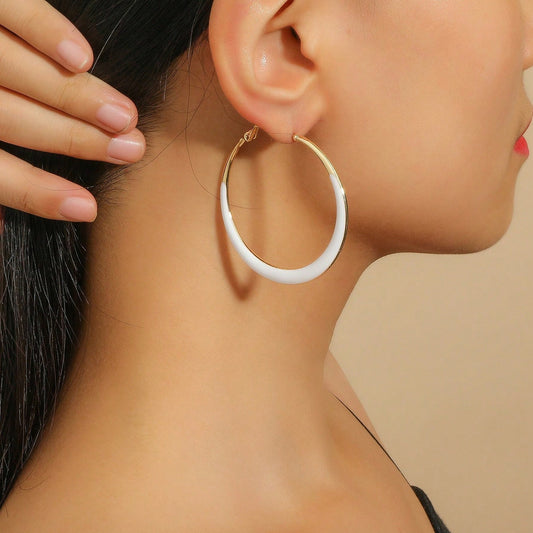 New Japanese and Korean jewelry, dripping glaze, large hoop earrings, earrings, women's high-end sense of French temperament, circle earrings