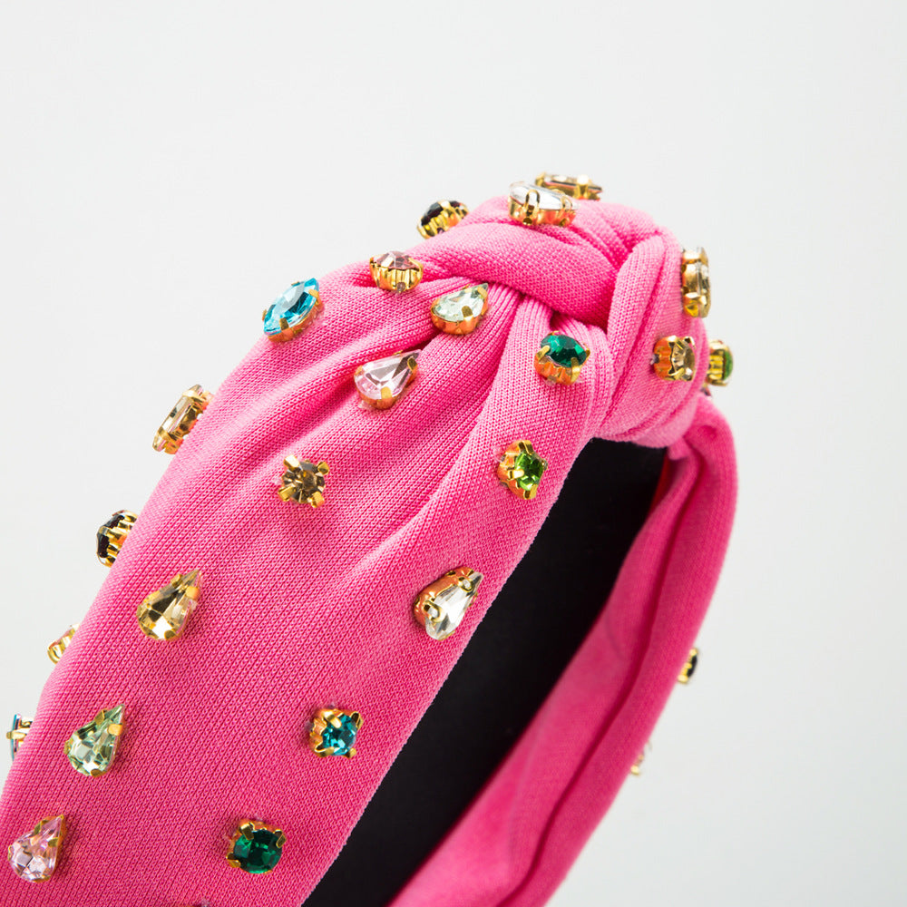 European and American new fashion knotted headbands, light luxury diamond-studded wild headwear, elegant women's headbands, cross-border supply