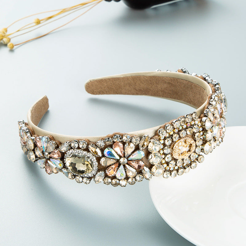 Heming headband, new fashion, personality, full of diamonds, European and American style, baroque retro ladies prom, street photography hair accessories, headbands