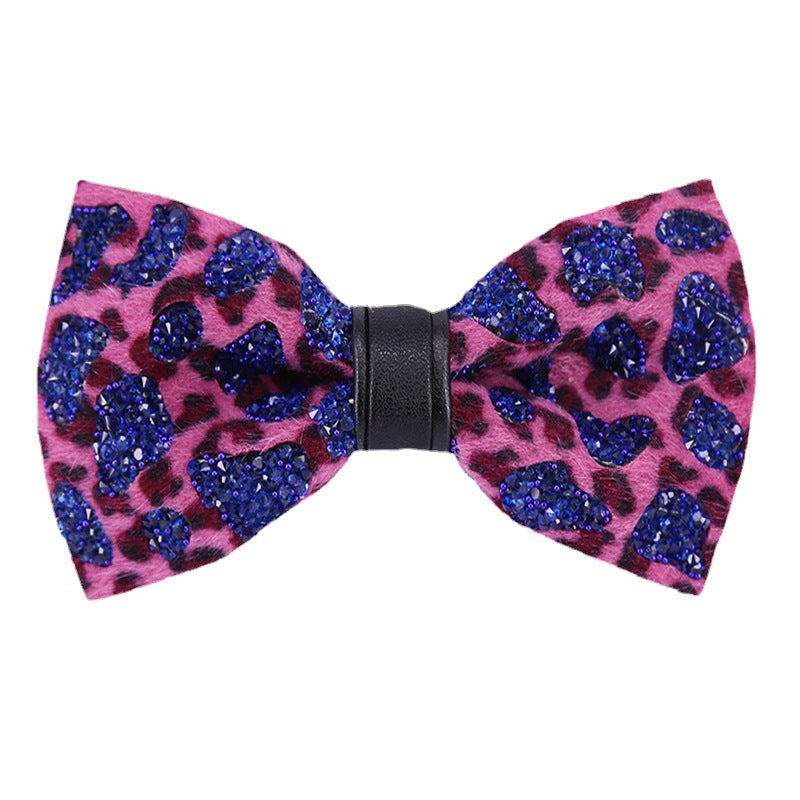 Male Bow Tie Leopard Blue Yellow Crystal Bow Tie Men's Children's Wedding Wedding Celebration Male Collar Flower Bow