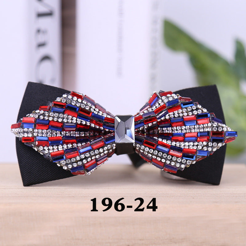 196 rectangular blue crystal bow tie male wedding party suit suit formal dress collar flower man crystal bow