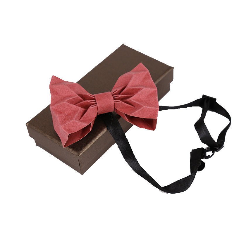 men's suit origami washed recycled paper star with kraft paper bow tie men's gift clay wood box