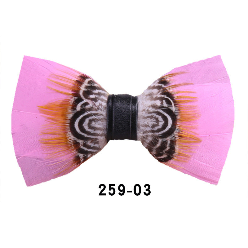 259 Black Feather Male Wedding Dress Bow Tie Business Dinner Host Yellow Black Gold Bow Collar Flower