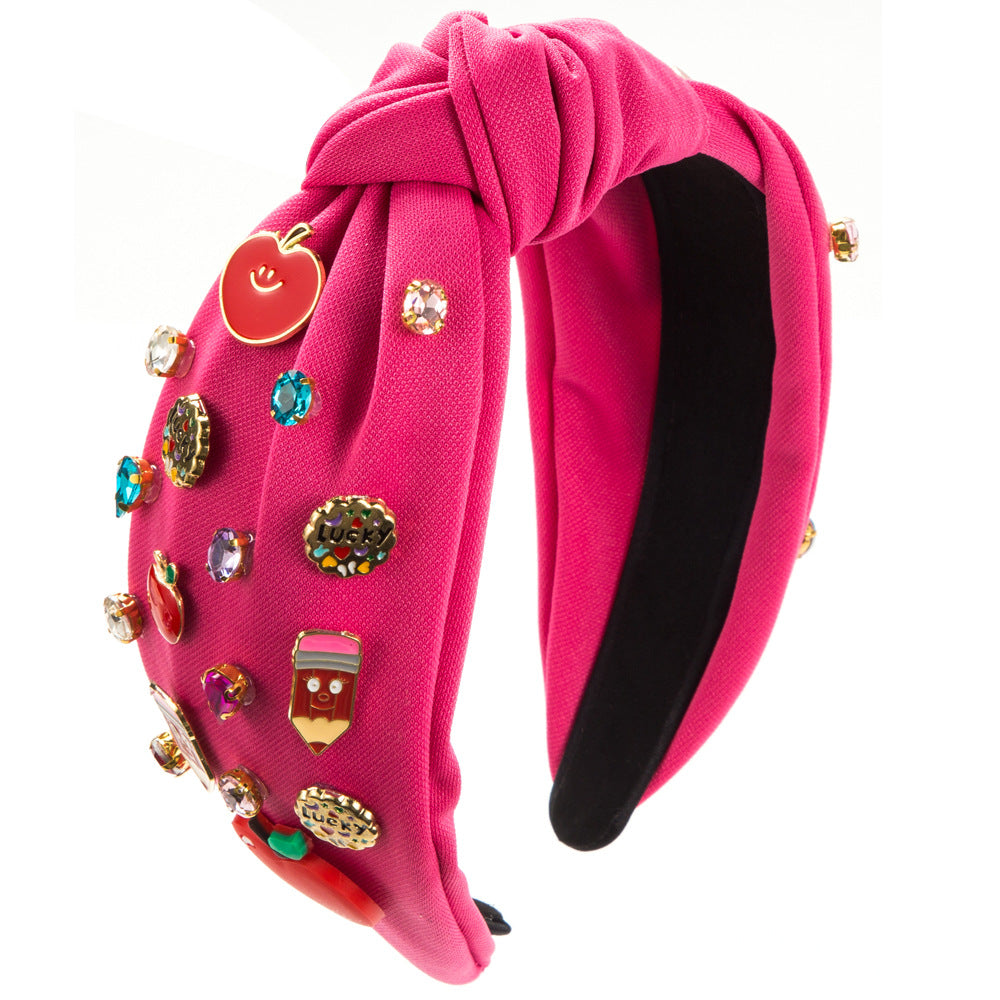 Cross-border new back-to-school season fashion headbands, women's knots, high-quality headbands, creative pencils, apple accessories, hair accessories