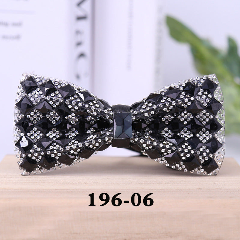 196 rectangular blue crystal bow tie male wedding party suit suit formal dress collar flower man crystal bow