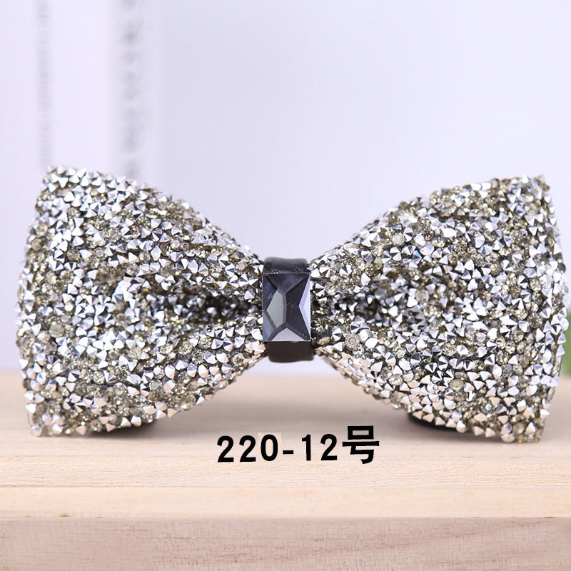 multi-color bow tie crystal starry rhinestone banquet nightclub super flash diamond wedding groom clay collar