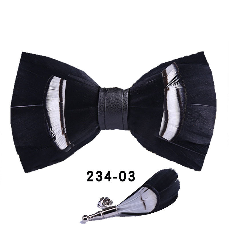 234 blue feather bow tie men's shirt groomsman group pot butterfly wedding host flower collar