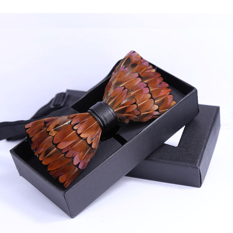 235 Yellow Feather Bow Tie Men's Wedding Banquet Clay Suit Accessories Shirt with Box Bow