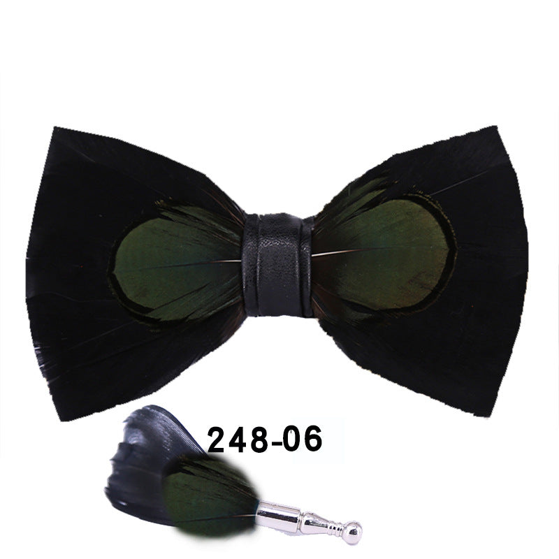 248 black feather man presided over the party, groom, groomsmen, children, flower girls, bow ties, and flower ties