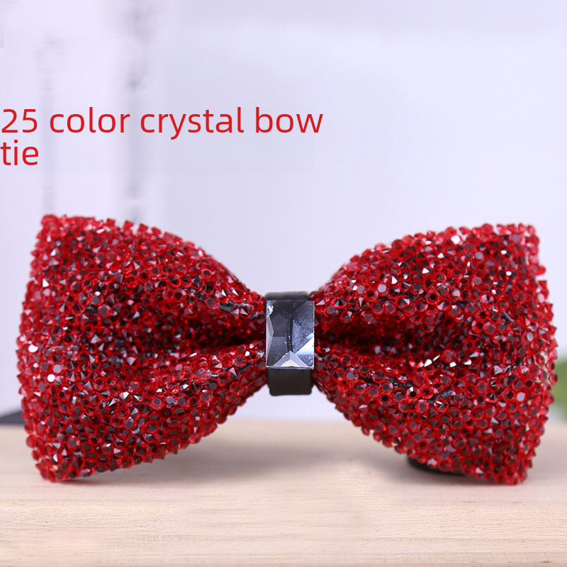 multi-color bow tie crystal starry rhinestone banquet nightclub super flash diamond wedding groom clay collar